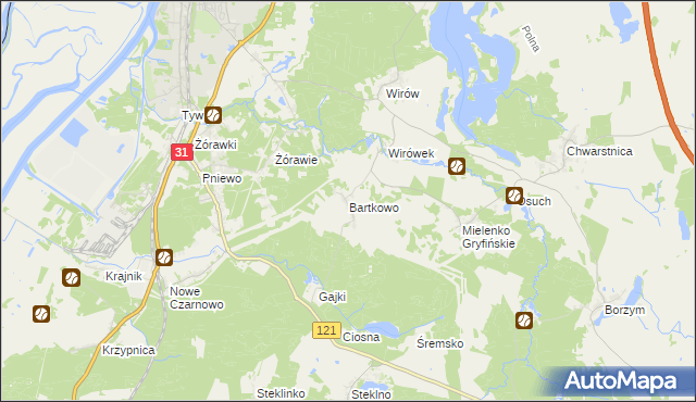 mapa Bartkowo, Bartkowo na mapie Targeo