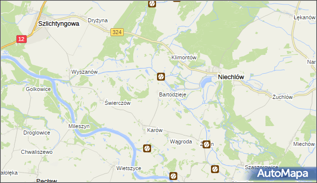 mapa Bartodzieje gmina Niechlów, Bartodzieje gmina Niechlów na mapie Targeo