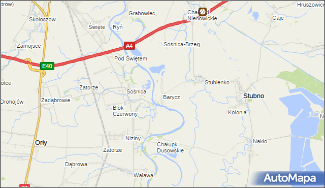 mapa Barycz gmina Stubno, Barycz gmina Stubno na mapie Targeo