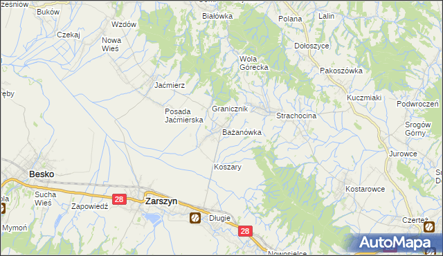 mapa Bażanówka, Bażanówka na mapie Targeo