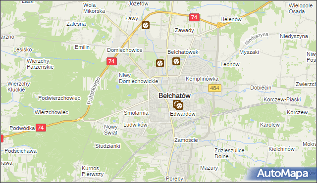 mapa Bełchatów, Bełchatów na mapie Targeo