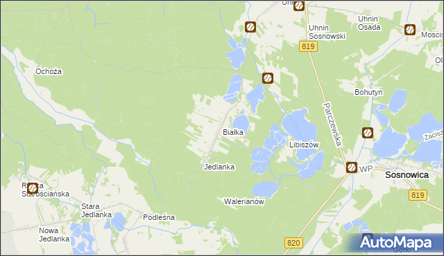 mapa Białka gmina Dębowa Kłoda, Białka gmina Dębowa Kłoda na mapie Targeo