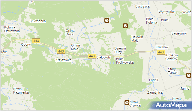 mapa Białobłoty gmina Gizałki, Białobłoty gmina Gizałki na mapie Targeo