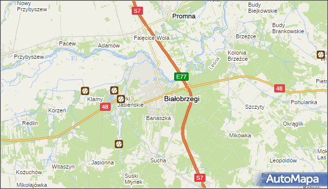 mapa Białobrzegi, Białobrzegi na mapie Targeo