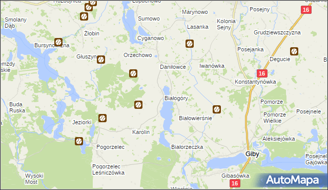 mapa Białogóry, Białogóry na mapie Targeo