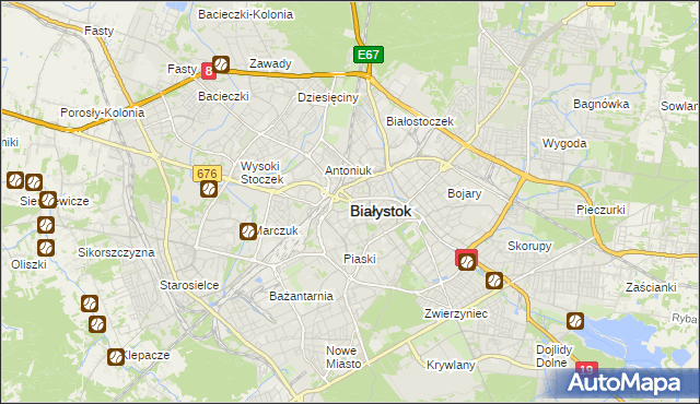 mapa Białegostoku, Białystok na mapie Targeo