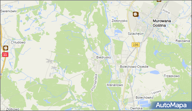 mapa Biedrusko, Biedrusko na mapie Targeo