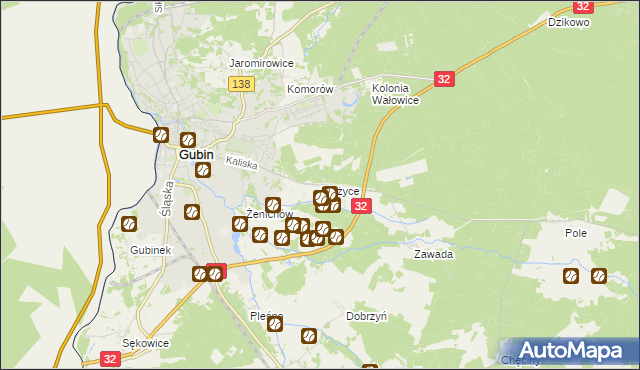 mapa Bieżyce, Bieżyce na mapie Targeo