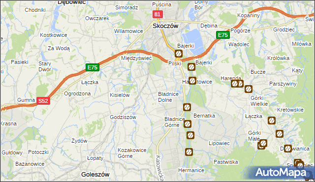 mapa Bładnice Dolne, Bładnice Dolne na mapie Targeo