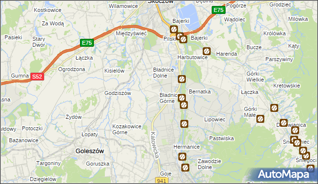 mapa Bładnice Górne, Bładnice Górne na mapie Targeo