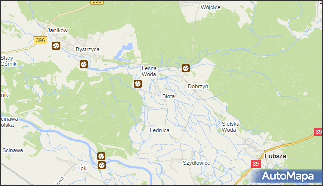 mapa Błota gmina Lubsza, Błota gmina Lubsza na mapie Targeo