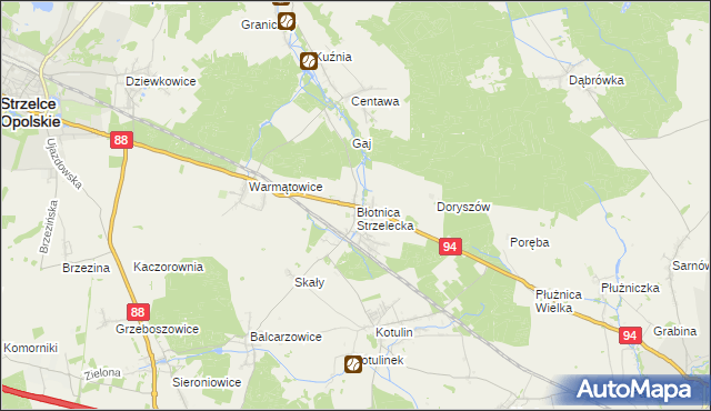 mapa Błotnica Strzelecka, Błotnica Strzelecka na mapie Targeo