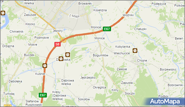 mapa Bogumiłów gmina Sieradz, Bogumiłów gmina Sieradz na mapie Targeo