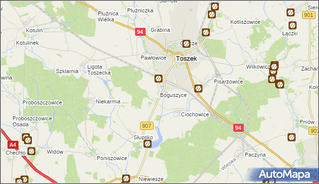 mapa Boguszyce gmina Toszek, Boguszyce gmina Toszek na mapie Targeo