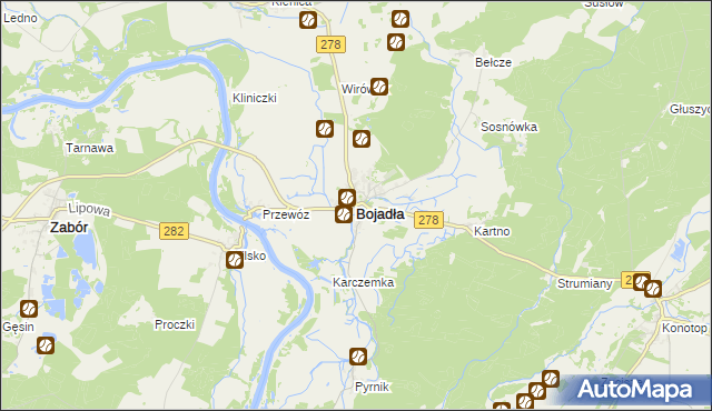 mapa Bojadła, Bojadła na mapie Targeo