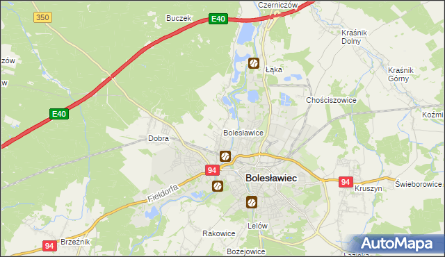 mapa Bolesławice gmina Bolesławiec, Bolesławice gmina Bolesławiec na mapie Targeo