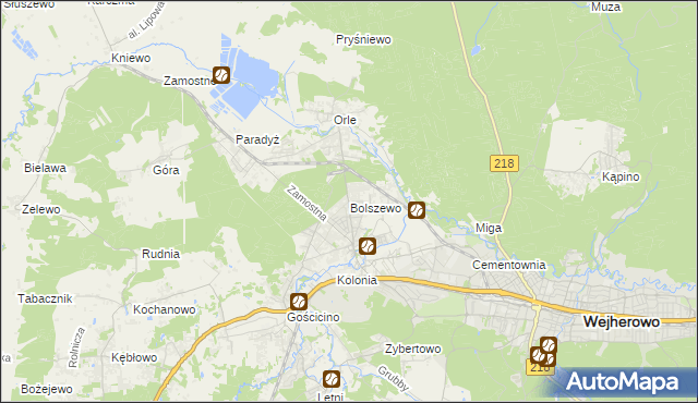 mapa Bolszewo, Bolszewo na mapie Targeo