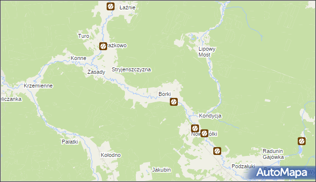 mapa Borki gmina Gródek, Borki gmina Gródek na mapie Targeo