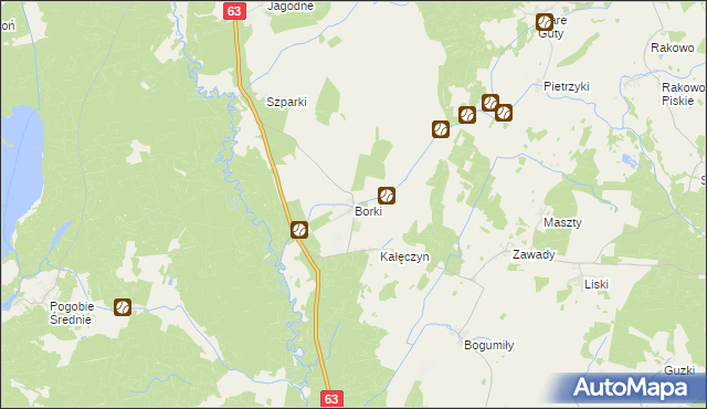 mapa Borki gmina Pisz, Borki gmina Pisz na mapie Targeo