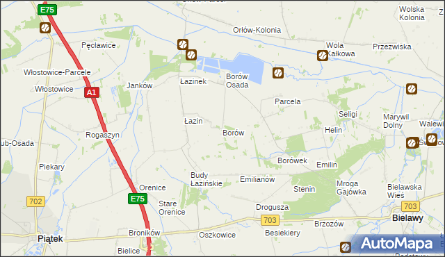 mapa Borów gmina Bielawy, Borów gmina Bielawy na mapie Targeo