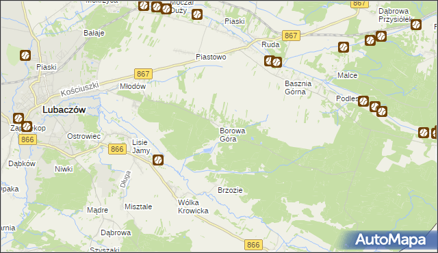 mapa Borowa Góra gmina Lubaczów, Borowa Góra gmina Lubaczów na mapie Targeo