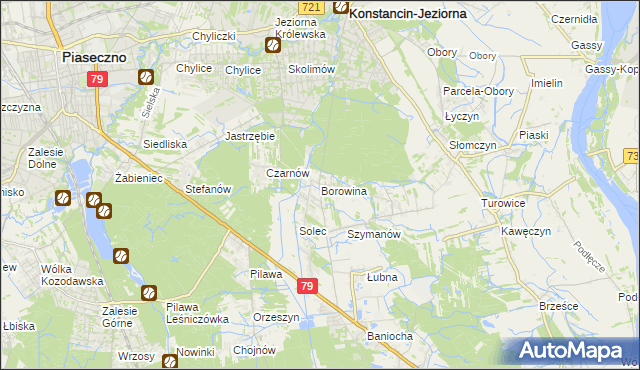 mapa Borowina gmina Konstancin-Jeziorna, Borowina gmina Konstancin-Jeziorna na mapie Targeo