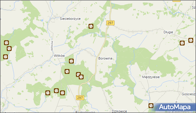 mapa Borowina gmina Szprotawa, Borowina gmina Szprotawa na mapie Targeo