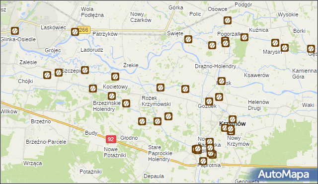 mapa Borowo gmina Krzymów, Borowo gmina Krzymów na mapie Targeo