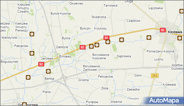 mapa Borysławice Kościelne, Borysławice Kościelne na mapie Targeo