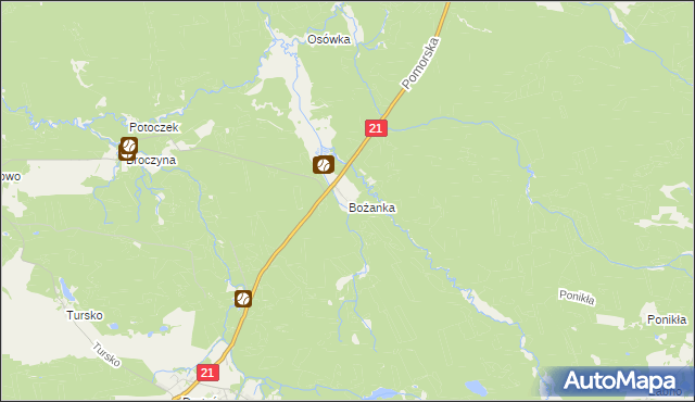 mapa Bożanka, Bożanka na mapie Targeo