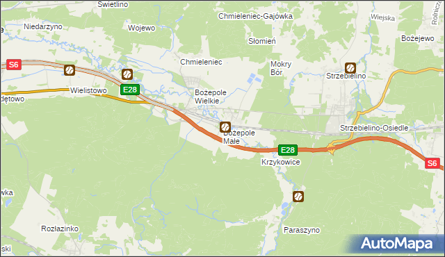 mapa Bożepole Małe, Bożepole Małe na mapie Targeo