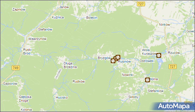 mapa Bryzgów, Bryzgów na mapie Targeo