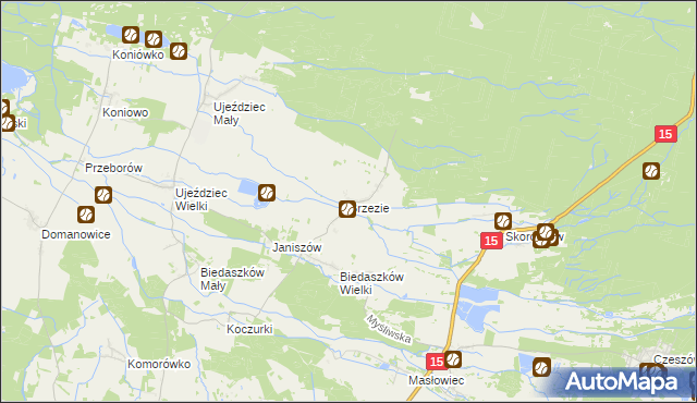 mapa Brzezie gmina Trzebnica, Brzezie gmina Trzebnica na mapie Targeo