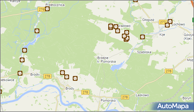 mapa Brzezie k. Pomorska, Brzezie k. Pomorska na mapie Targeo