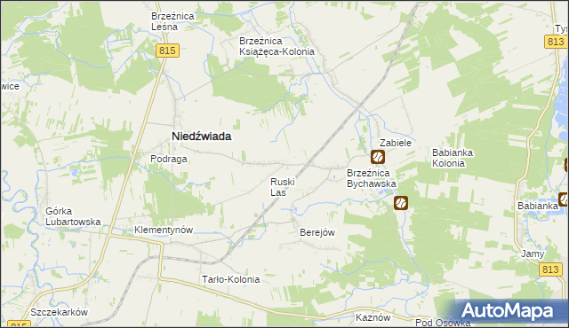 mapa Brzeźnica Bychawska-Kolonia, Brzeźnica Bychawska-Kolonia na mapie Targeo