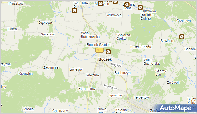 mapa Buczek powiat łaski, Buczek powiat łaski na mapie Targeo