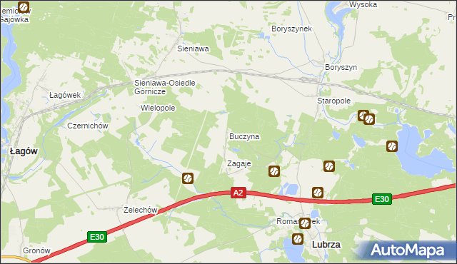 mapa Buczyna gmina Lubrza, Buczyna gmina Lubrza na mapie Targeo