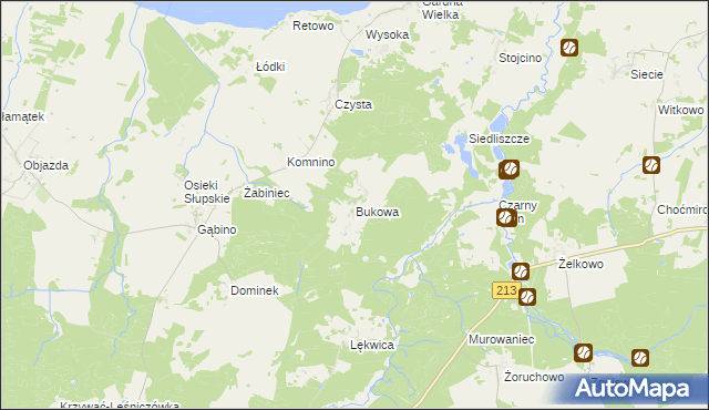 mapa Bukowa gmina Smołdzino, Bukowa gmina Smołdzino na mapie Targeo