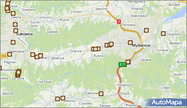 mapa Bysina, Bysina na mapie Targeo