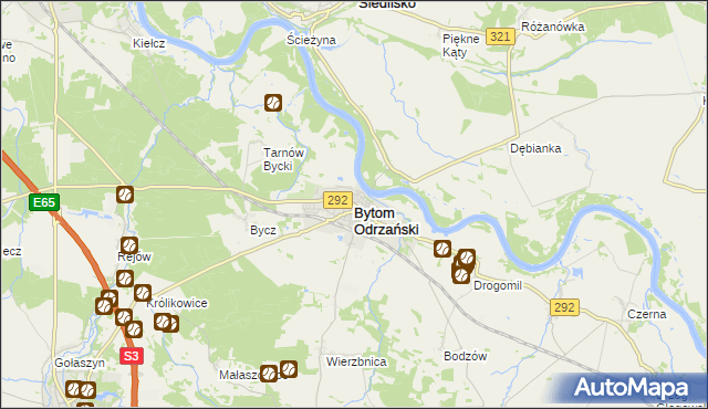 mapa Bytom Odrzański, Bytom Odrzański na mapie Targeo