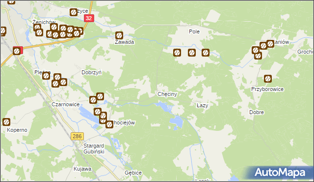 mapa Chęciny gmina Gubin, Chęciny gmina Gubin na mapie Targeo