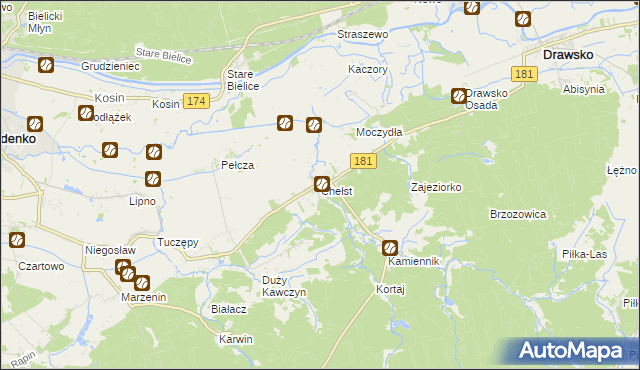 mapa Chełst gmina Drawsko, Chełst gmina Drawsko na mapie Targeo