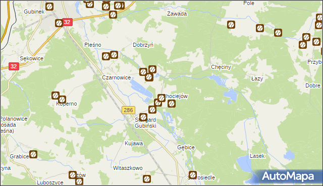 mapa Chociejów, Chociejów na mapie Targeo