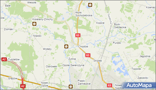 mapa Chodów gmina Siedlce, Chodów gmina Siedlce na mapie Targeo