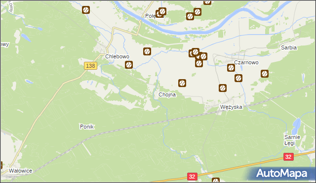 mapa Chojna gmina Krosno Odrzańskie, Chojna gmina Krosno Odrzańskie na mapie Targeo