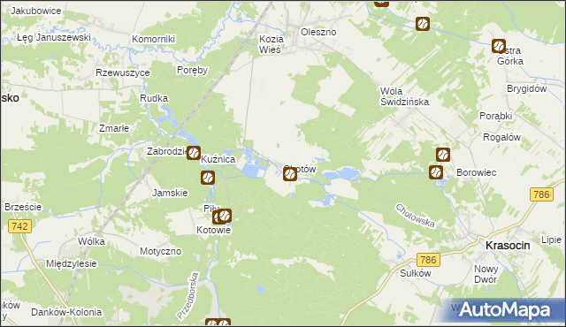 mapa Chotów gmina Krasocin, Chotów gmina Krasocin na mapie Targeo