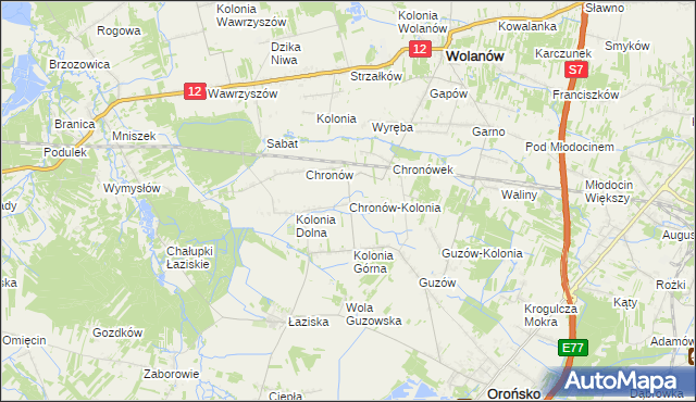 mapa Chronów-Kolonia, Chronów-Kolonia na mapie Targeo