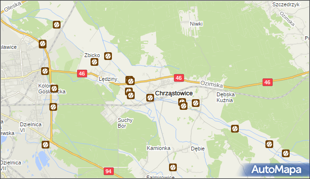 mapa Chrząstowice powiat opolski, Chrząstowice powiat opolski na mapie Targeo