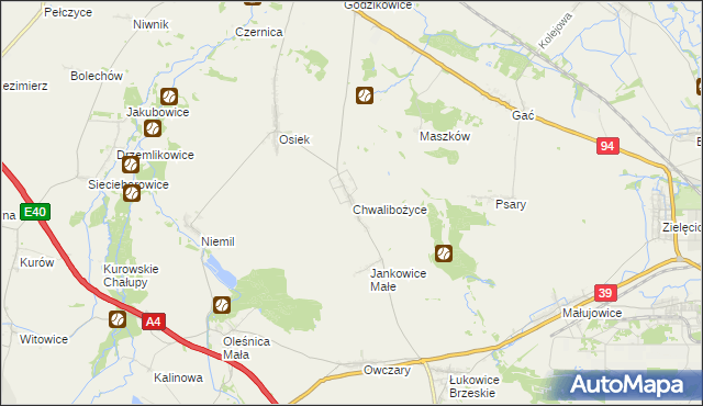mapa Chwalibożyce, Chwalibożyce na mapie Targeo
