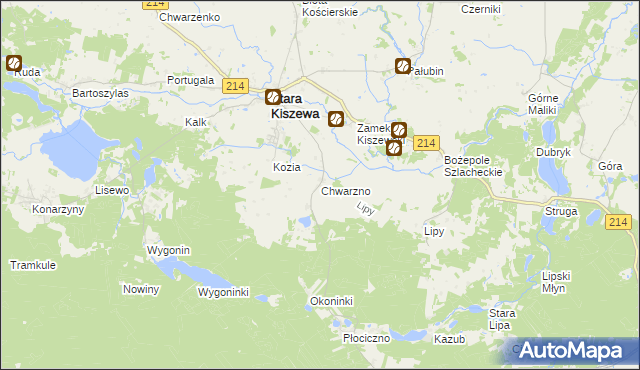 mapa Chwarzno, Chwarzno na mapie Targeo